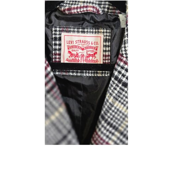 Levi Strauss Size Small Women's Peacoat Plaid Lined Black Cream Maroon - Picture 6 of 7